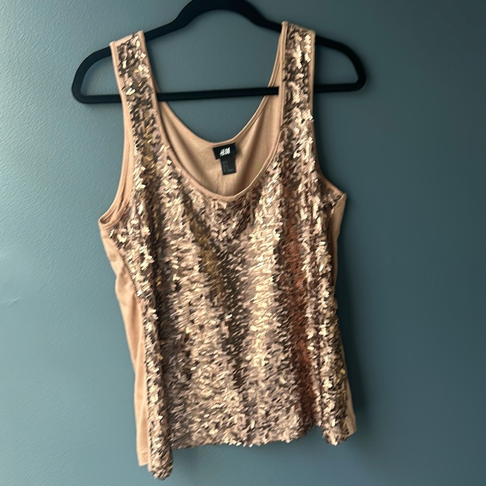 🤍 EUC H+M tank top Women’s Sequined Tank Top Bronze size medium
